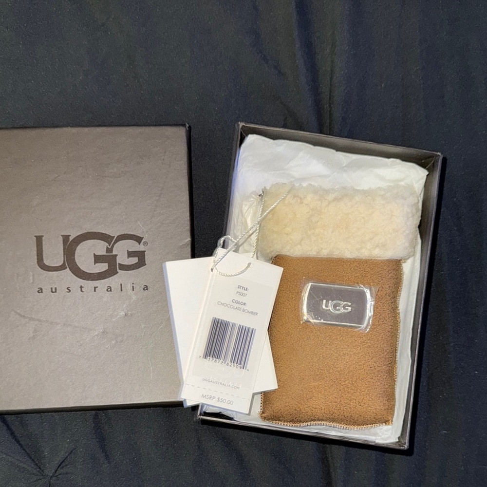 UGG Brown and Cream Sheepskin Card Case